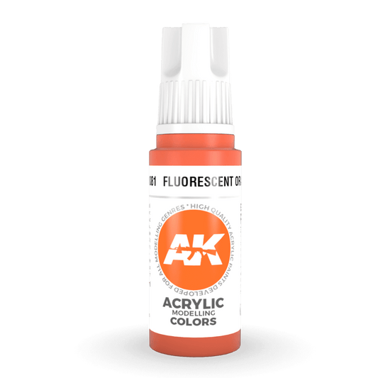 AK Interactive 3rd Generation acrylic paint Fluorescent Orange 17ml dropper bottle