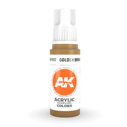 AK Interactive 3rd Generation acrylic paint Golden Brown 17ml dropper bottle