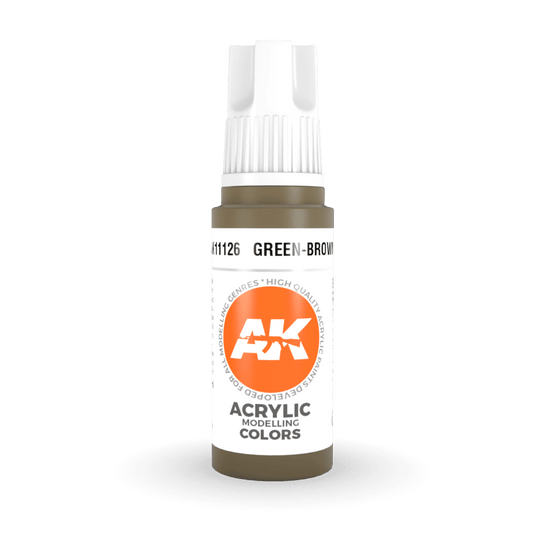 AK Interactive 3rd Generation acrylic paint Green-Brown 17ml dropper bottle