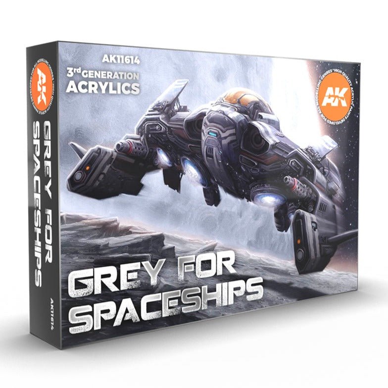 AK Interactive 3rd Generation acrylic paint set Grey for Spaceships Set