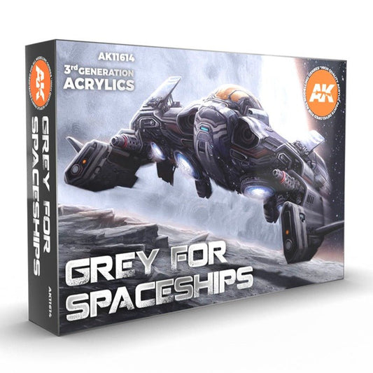 AK Interactive 3rd Generation acrylic paint set Grey for Spaceships Set