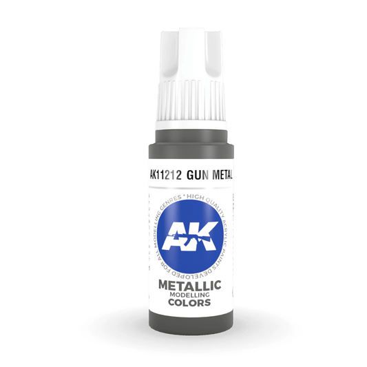 AK Interactive 3rd Generation acrylic paint Gun Metal 17ml dropper bottle