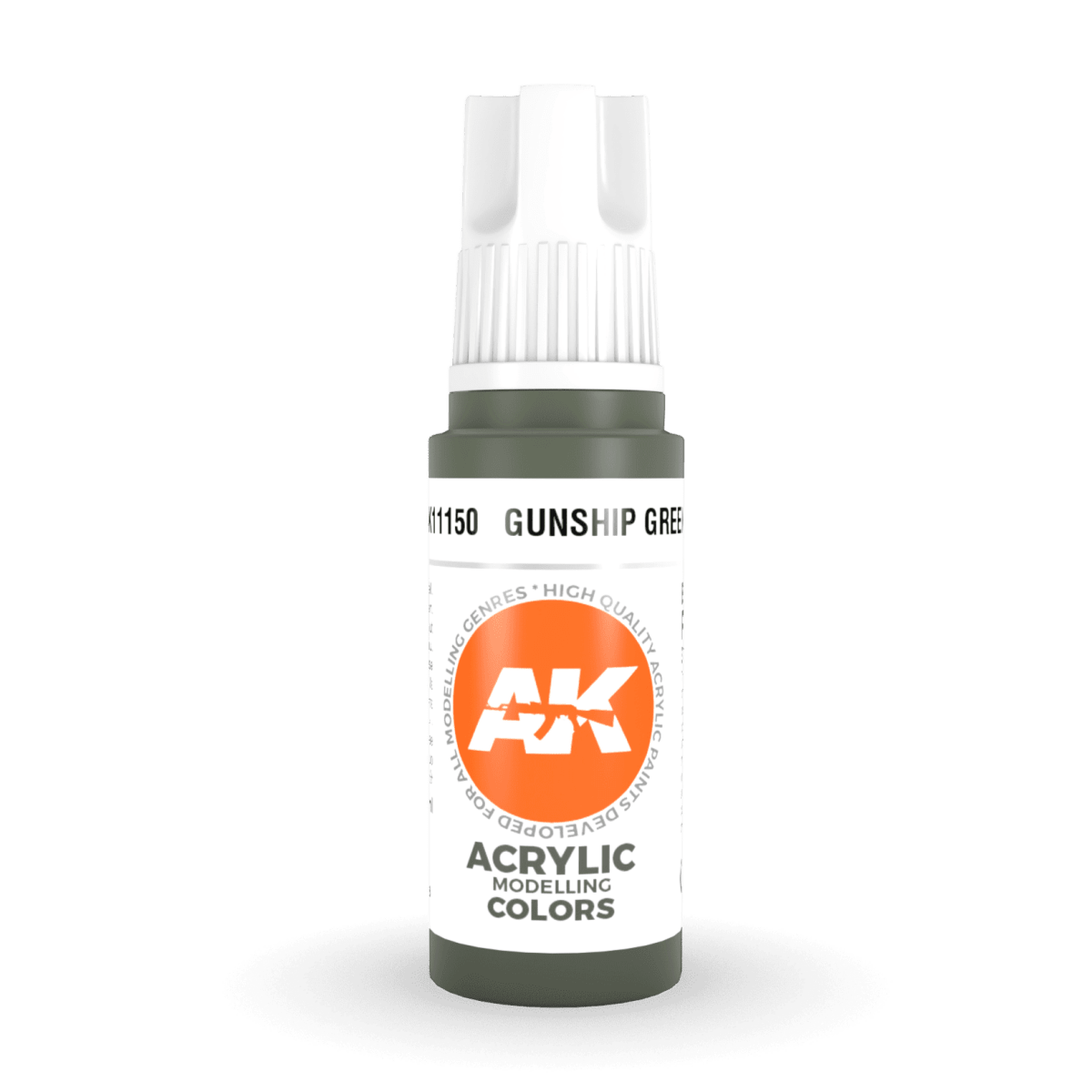 AK Interactive 3rd Generation acrylic paint Gunship Green 17ml dropper bottle