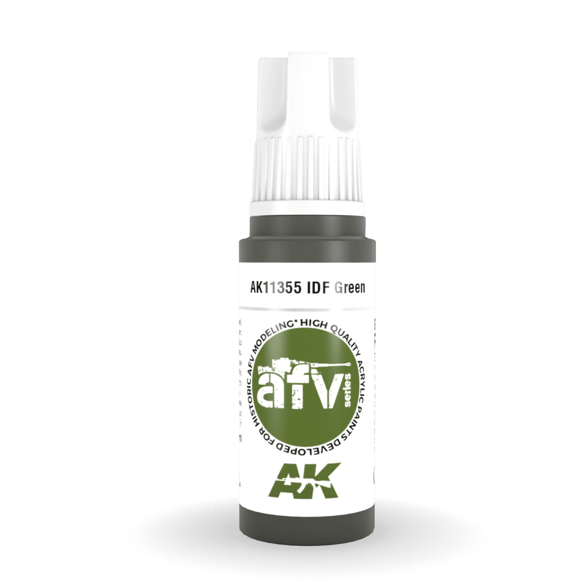 AK Interactive 3rd Generation acrylic paint IDF Green 17ml dropper bottle