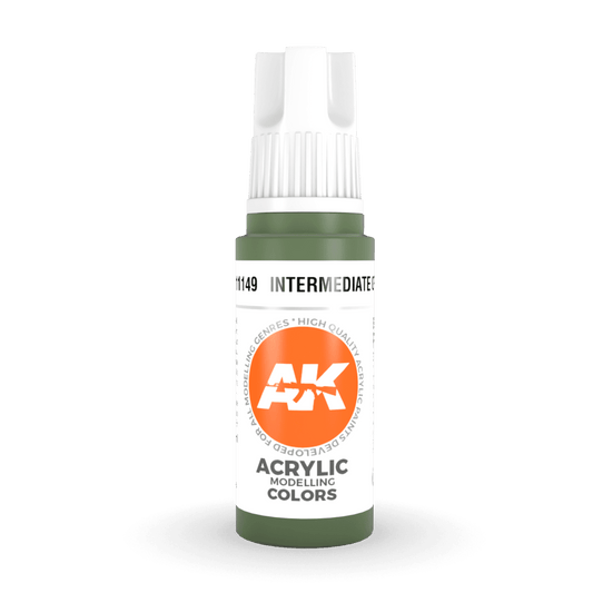 AK Interactive 3rd Generation acrylic paint Intermediate Green 17ml dropper bottle