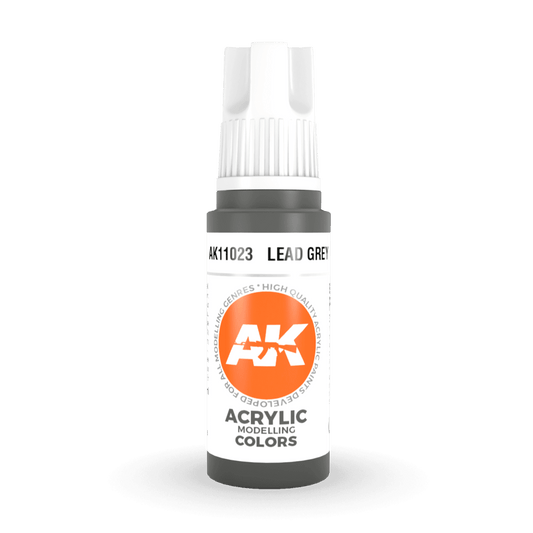 AK Interactive 3rd Generation acrylic paint Lead Grey 17ml dropper bottle