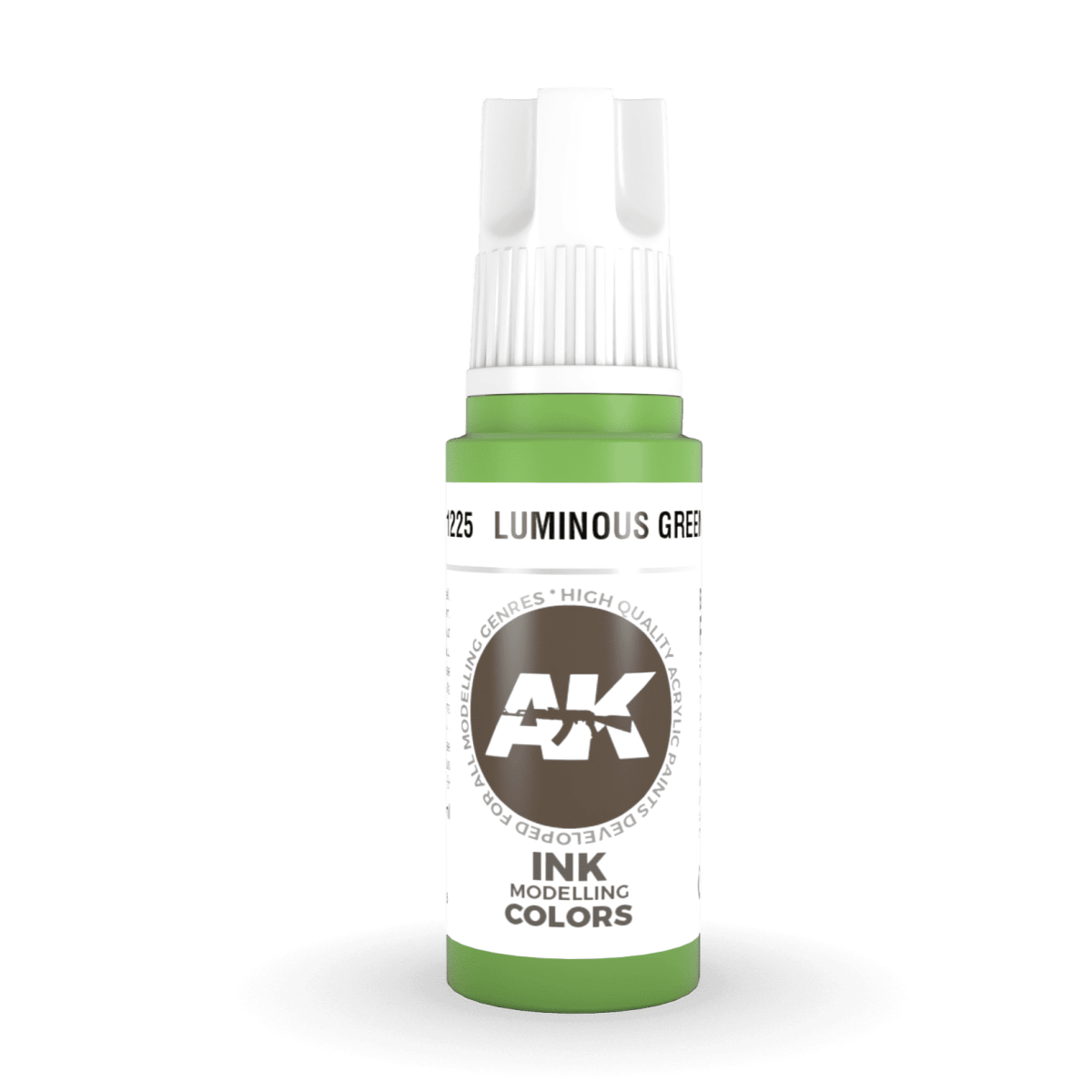 AK Interactive 3rd Generation acrylic paint Luminous Green INK 17ml dropper bottle