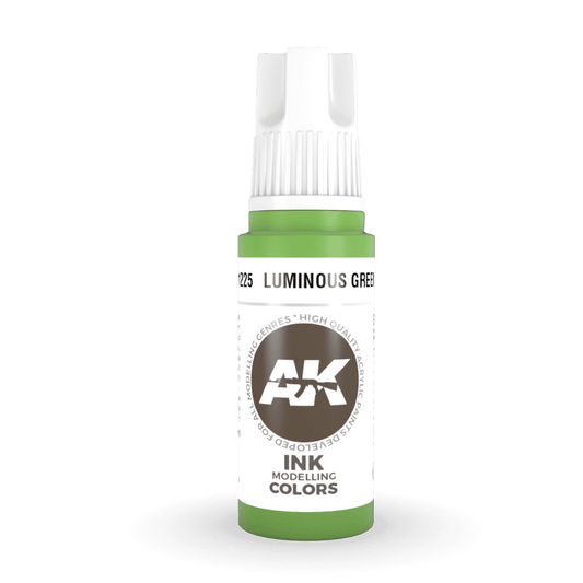 AK Interactive 3rd Generation acrylic paint Luminous Green INK 17ml dropper bottle