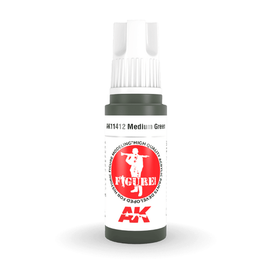 AK Interactive 3rd Generation acrylic paint Medium Green 17ml dropper bottle