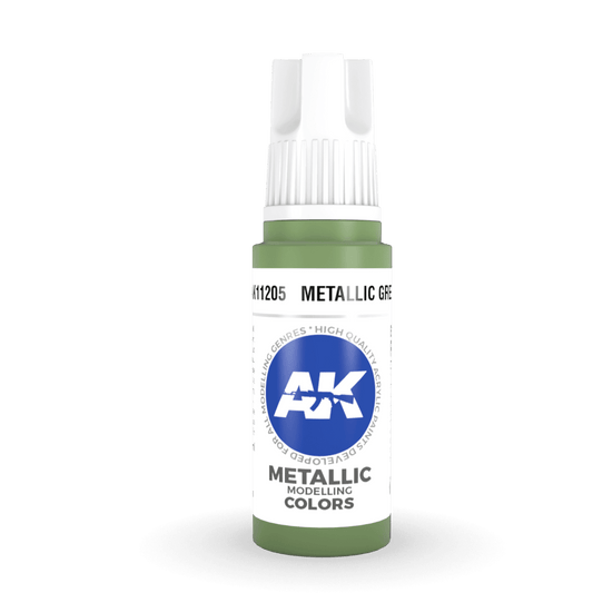 AK Interactive 3rd Generation acrylic paint Metallic Green 17ml dropper bottle