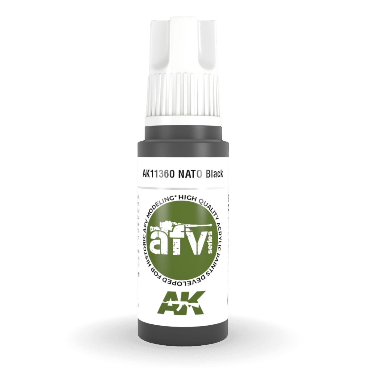 AK Interactive 3rd Generation acrylic paint NATO Black 17ml dropper bottle