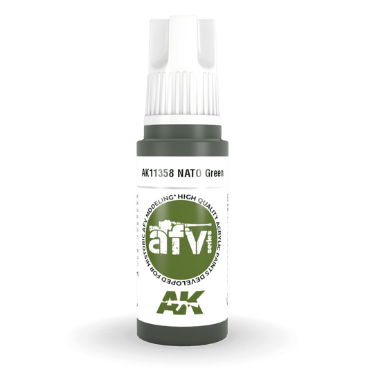 AK Interactive 3rd Generation acrylic paint NATO Green 17ml dropper bottle