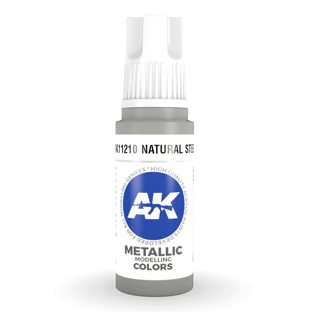 AK Interactive 3rd Generation acrylic paint Natural Steel 17ml dropper bottle