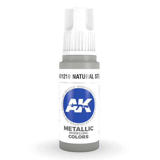 AK Interactive 3rd Generation acrylic paint Natural Steel 17ml dropper bottle