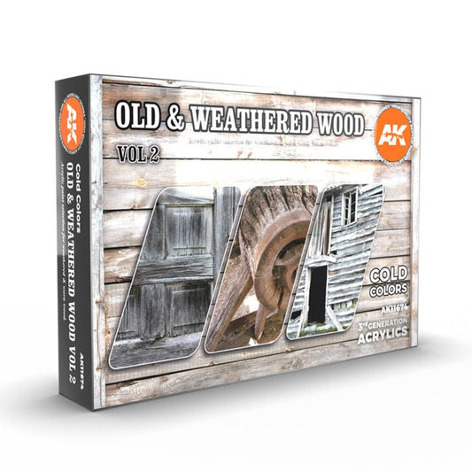 AK Interactive 3rd Generation acrylic paint Old & Weathered Wood Vol. 2 17ml dropper bottle