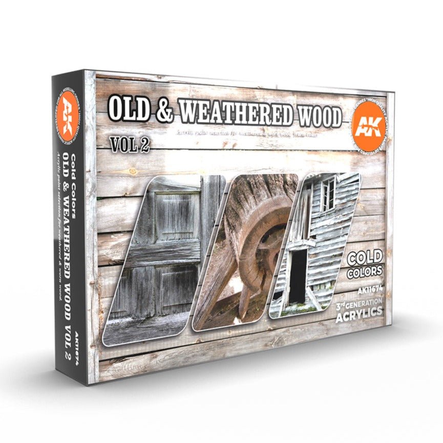 AK Interactive 3rd Generation acrylic paint Old & Weathered Wood Vol. 2 17ml dropper bottle