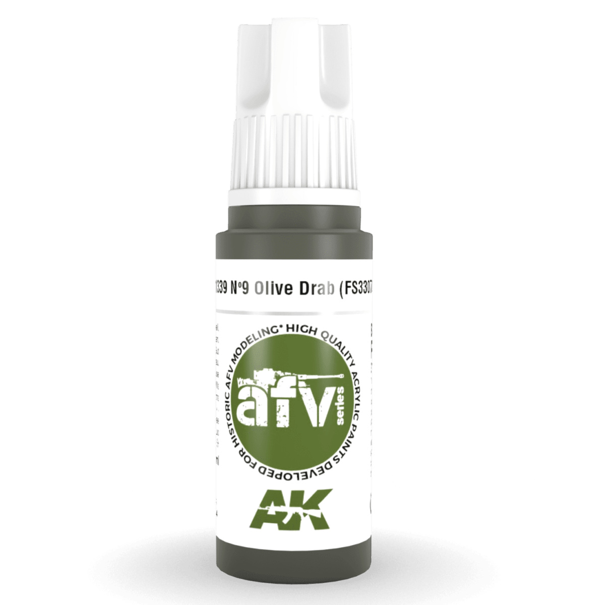 AK Interactive 3rd Generation acrylic paint Olive Drab Nº 9 (FS33070) 17ml dropper bottle
