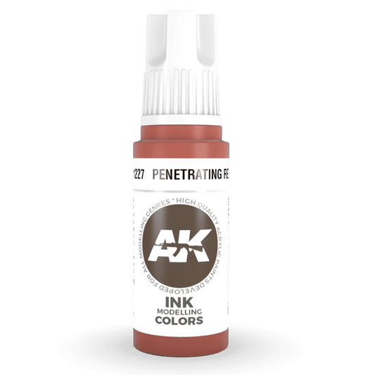 AK Interactive 3rd Generation acrylic paint Penetrating Red INK 17ml dropper bottle