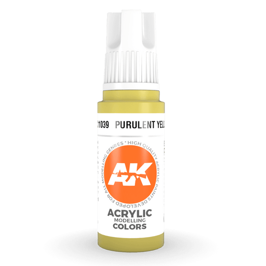 AK Interactive 3rd Generation acrylic paint Purulent Yellow 17ml dropper bottle
