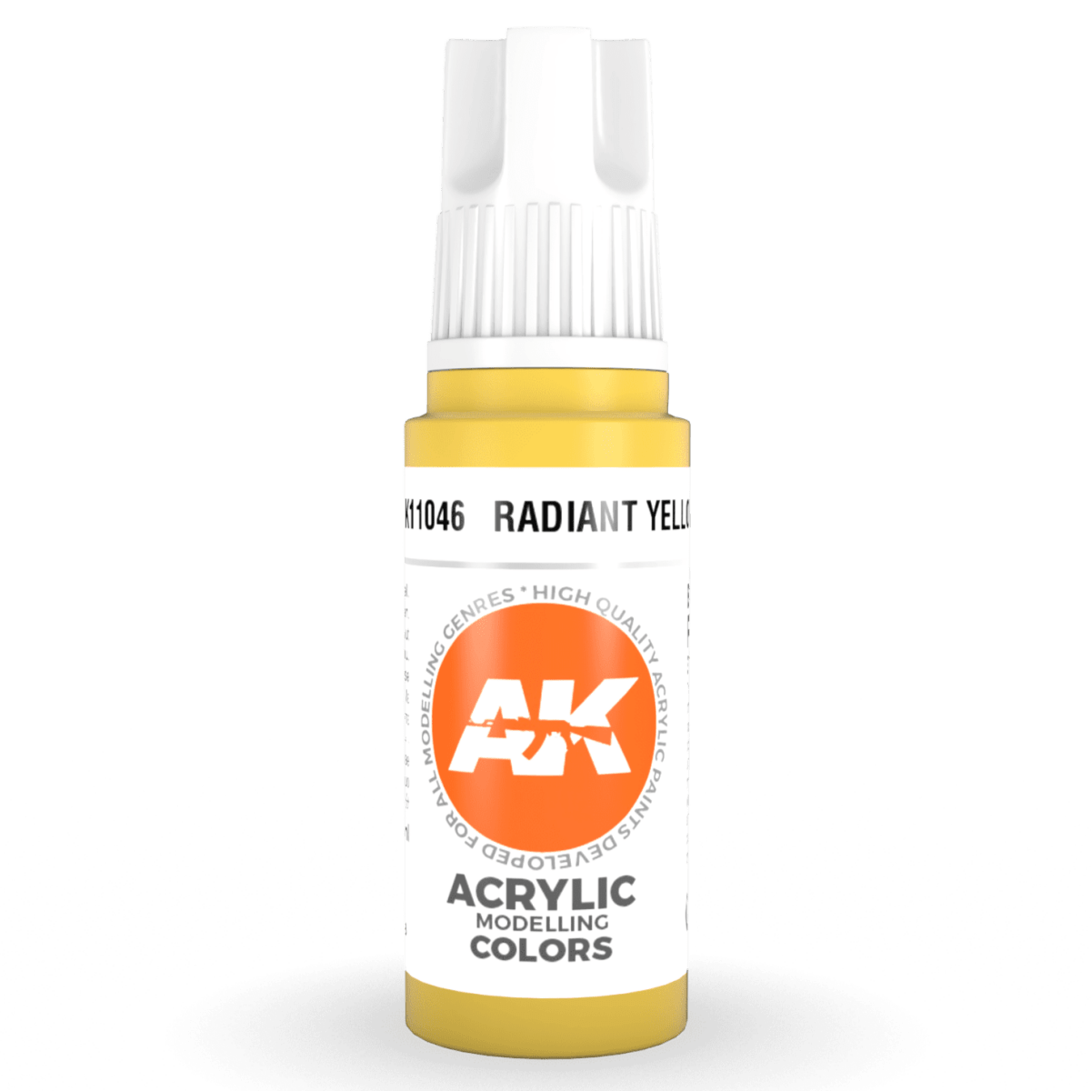 AK Interactive 3rd Generation acrylic paint Radiant Yellow 17ml dropper bottle