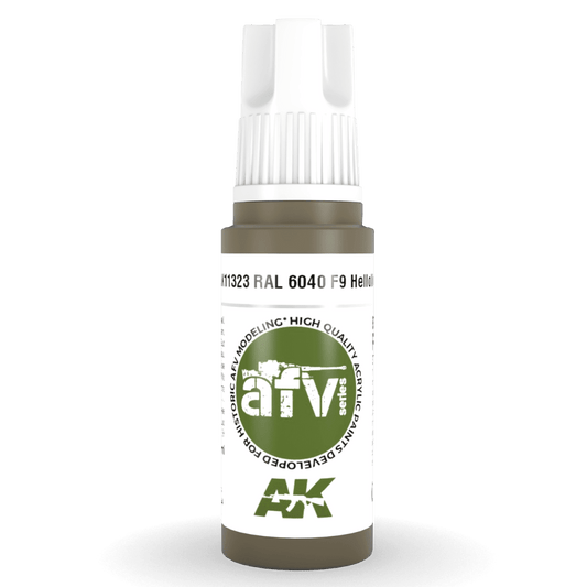 AK Interactive 3rd Generation acrylic paint RAL 6040 F9 Helloliv 17ml dropper bottle