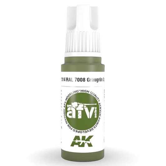 AK Interactive 3rd Generation acrylic paint RAL 7008 Graugrün Opt 2 17ml dropper bottle