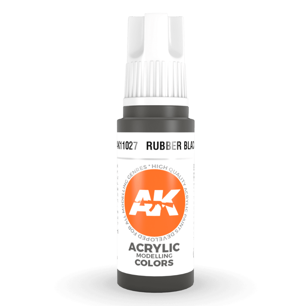AK Interactive 3rd Generation acrylic paint Rubber Black 17ml dropper bottle