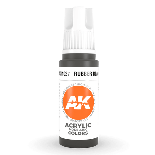 AK Interactive 3rd Generation acrylic paint Rubber Black 17ml dropper bottle