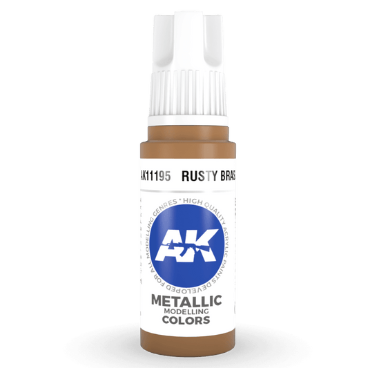 AK Interactive 3rd Generation acrylic paint Rusty Brass 17ml dropper bottle