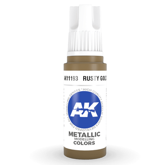 AK Interactive 3rd Generation acrylic paint Rusty Gold 17ml dropper bottle