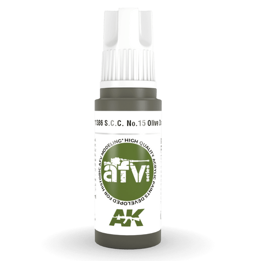 AK Interactive 3rd Generation acrylic paint S.C.C. No.15 Olive Drab 17ml dropper bottle