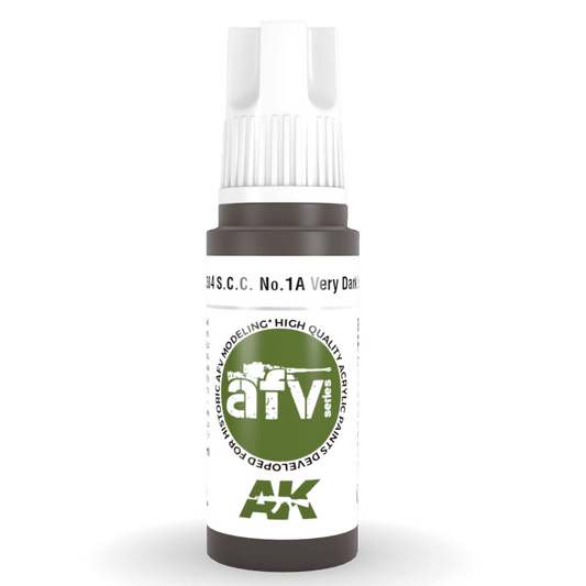 AK Interactive 3rd Generation acrylic paint S.C.C. No.1A Very Dark Brown 17ml dropper bottle
