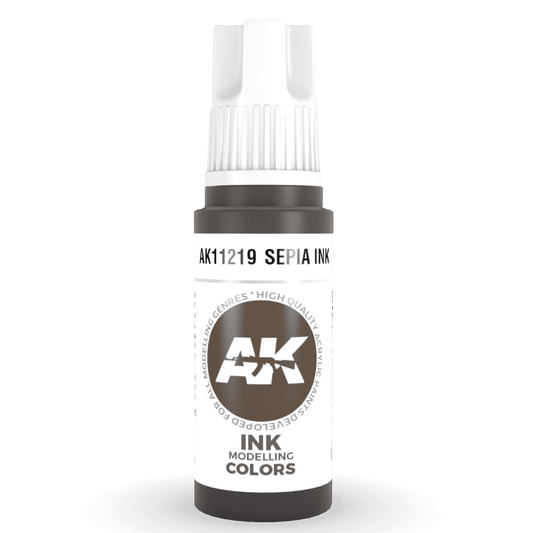 AK Interactive 3rd Generation acrylic paint Sepia INK 17ml dropper bottle