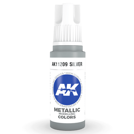 AK Interactive 3rd Generation acrylic paint Silver 17ml dropper bottle