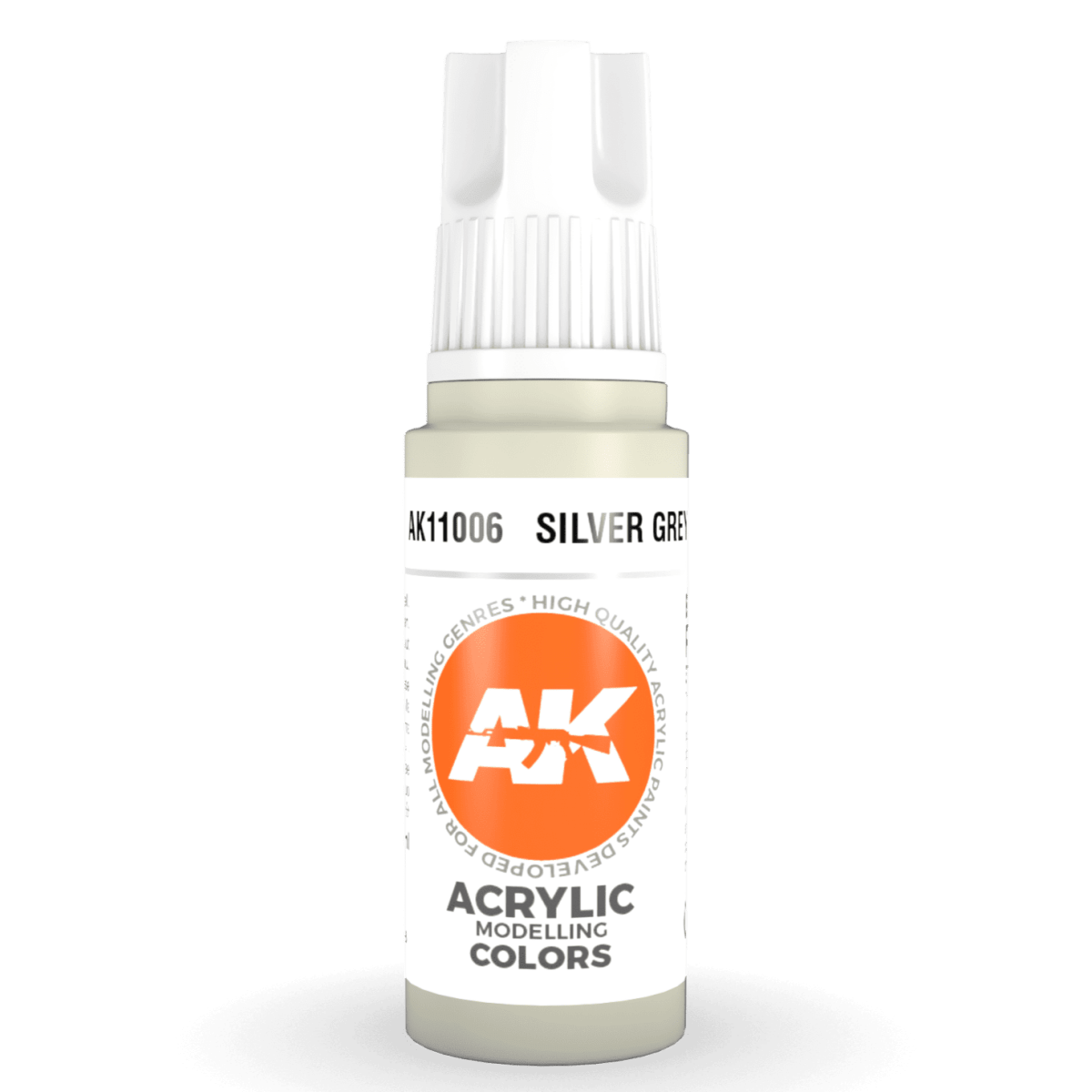AK Interactive 3rd Generation acrylic paint Silver Grey 17ml dropper bottle