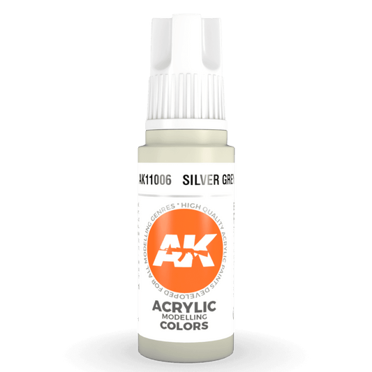 AK Interactive 3rd Generation acrylic paint Silver Grey 17ml dropper bottle