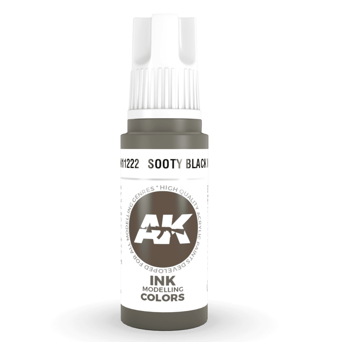 AK Interactive 3rd Generation acrylic paint Sooty Black INK 17ml dropper bottle