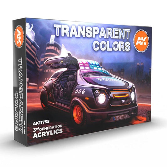 AK Interactive 3rd Generation acrylic paint set Transparent Colors Set