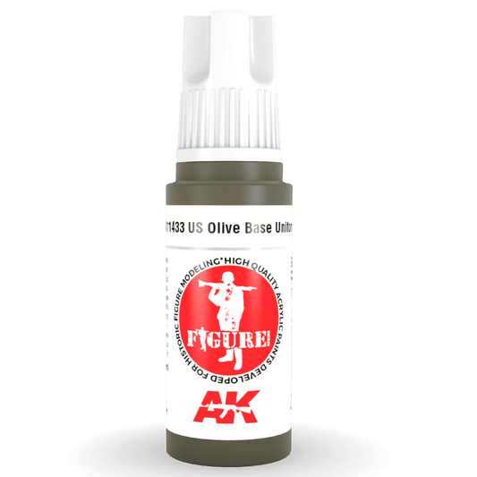 AK Interactive 3rd Generation acrylic paint US Olive Base Uniform 17ml dropper bottle