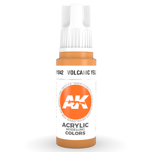 AK Interactive 3rd Generation acrylic paint Volcanic Yellow 17ml dropper bottle