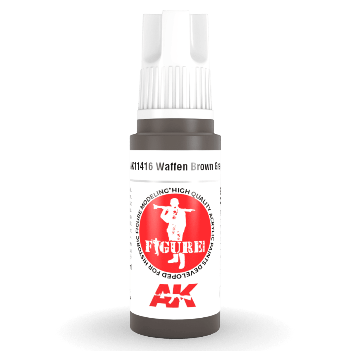 AK Interactive 3rd Generation acrylic paint Waffen Brown Grey 17ml dropper bottle