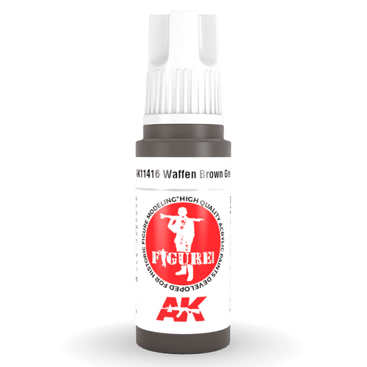 AK Interactive 3rd Generation acrylic paint Waffen Brown Grey 17ml dropper bottle