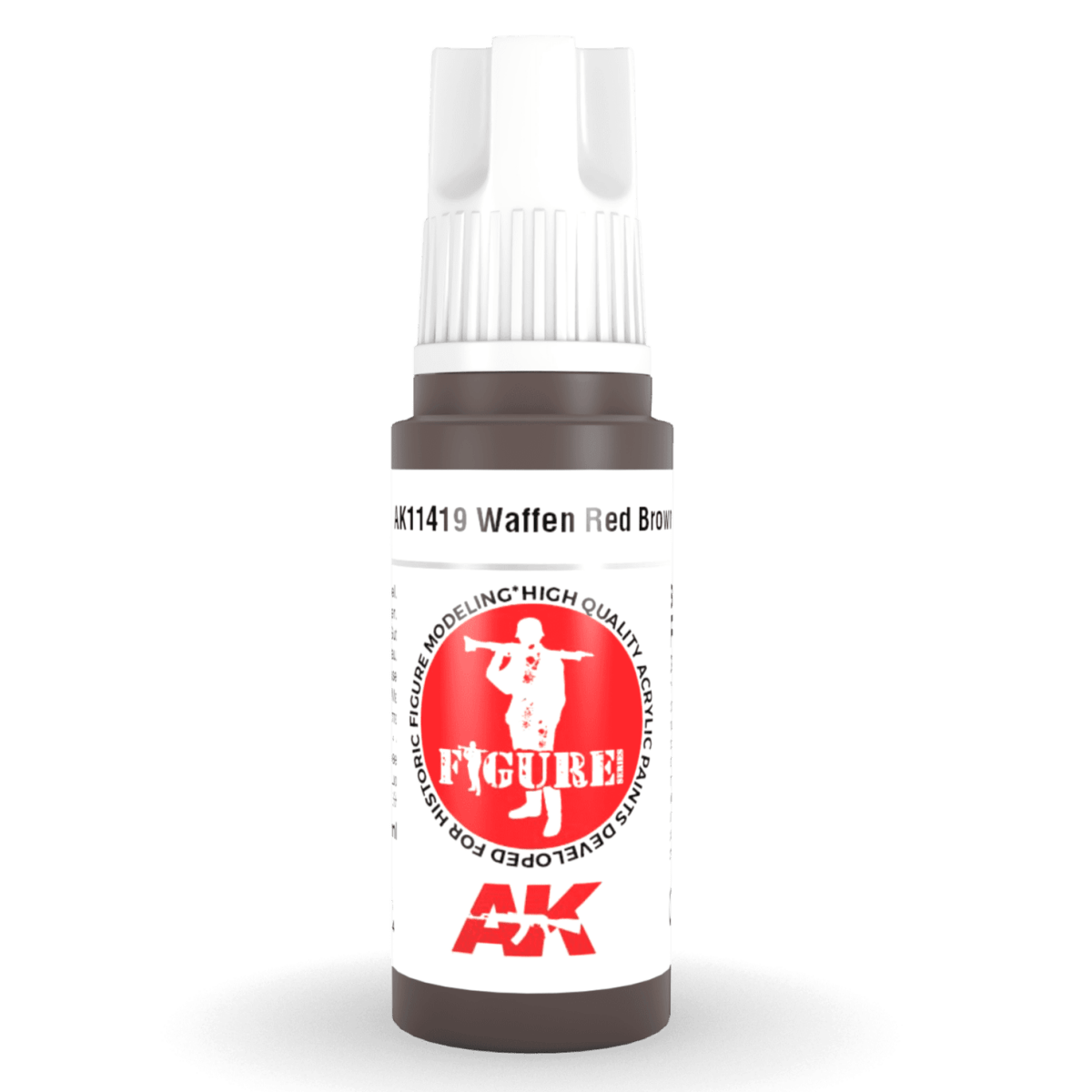 AK Interactive 3rd Generation acrylic paint Waffen Red Brown 17ml dropper bottle