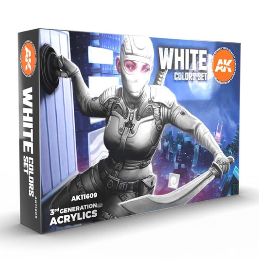 AK Interactive 3rd Generation acrylic paint set White Colors Set