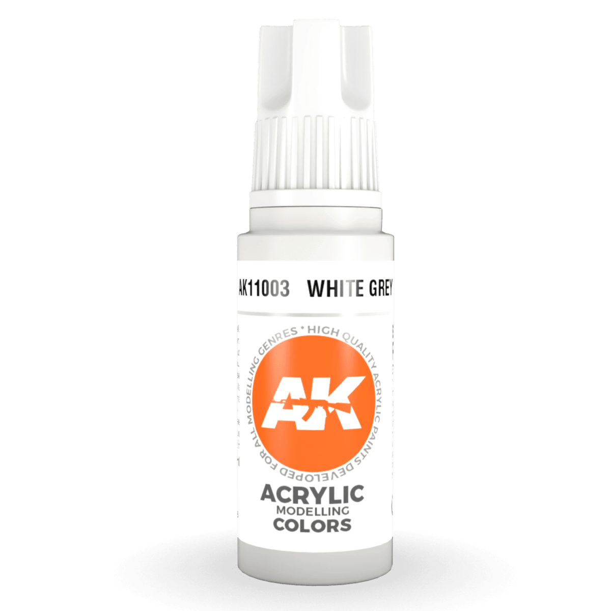 AK Interactive 3rd Generation acrylic paint White Grey 17ml dropper bottle