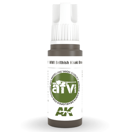 AK Interactive 3rd Generation acrylic paint WWI British Khaki Brown Base 17ml dropper bottle