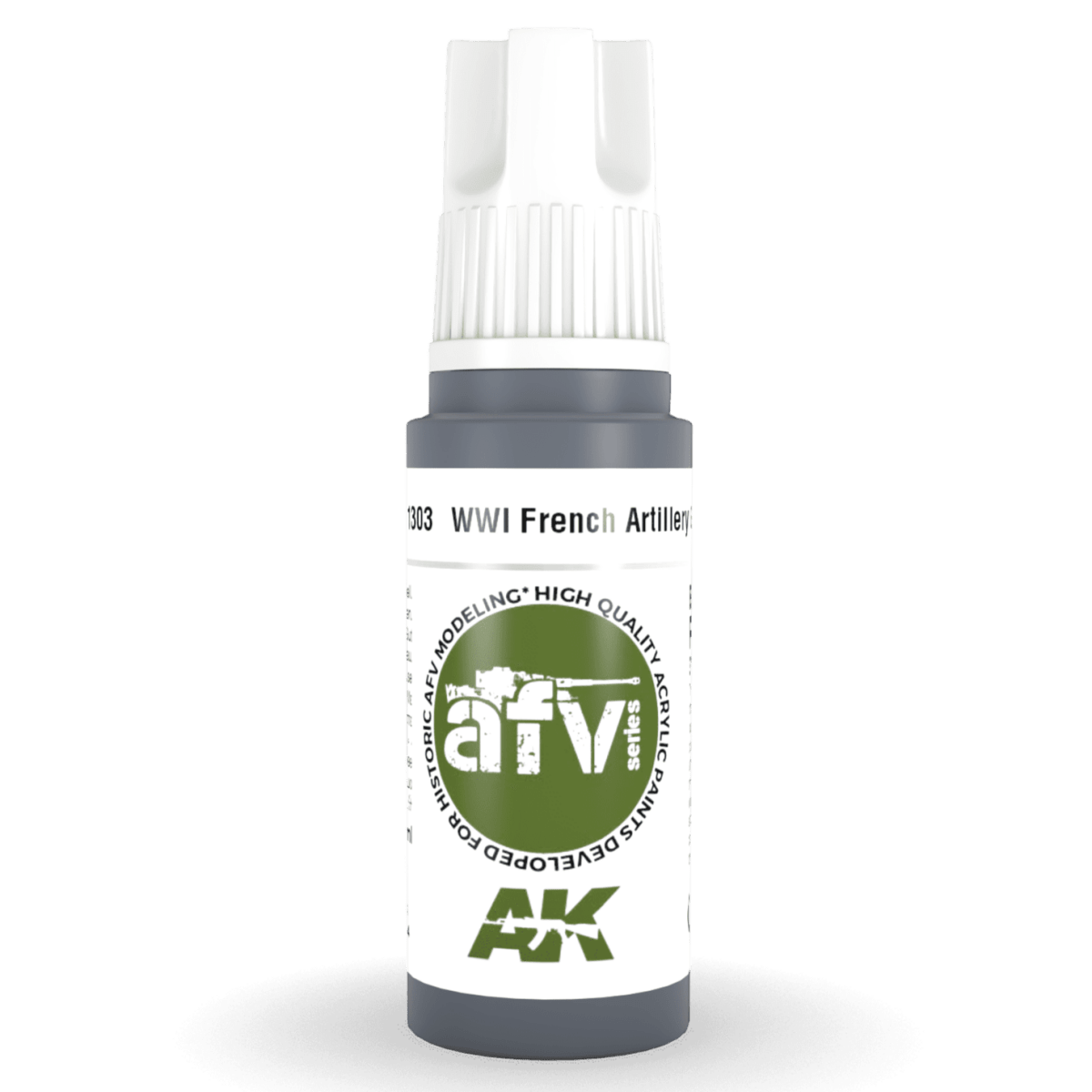AK Interactive 3rd Generation acrylic paint WWI French Artillery Grey 17ml dropper bottle