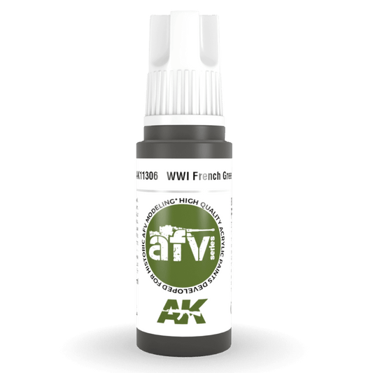 AK Interactive 3rd Generation acrylic paint WWI French Green 2 17ml dropper bottle
