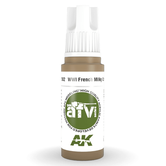 AK Interactive 3rd Generation acrylic paint WWI French Milky Coffee 17ml dropper bottle