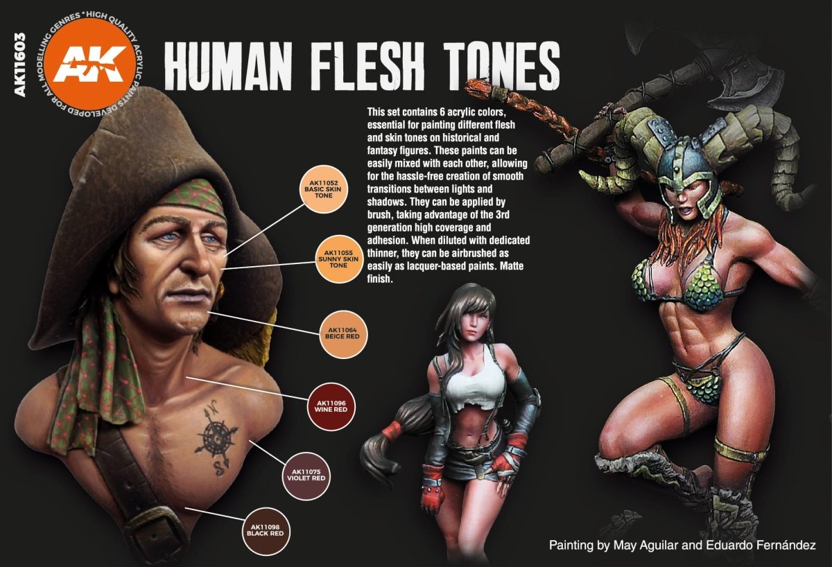 AK Interactive 3rd Gen Acrylics Human Flesh Tones Set - Loaded Dice